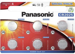 Panasonic CR2025 3V lítium gombelem 6db/csomag - tobuy