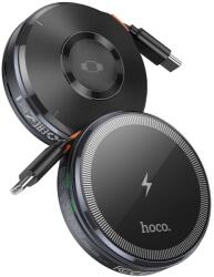 HOCO vezeték nélküli töltő visszahúzható kábellel Type C kompatibilis MagSafe és APPLE Watch 15W CQ18 fém szürke