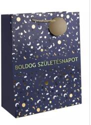 QX Pungă cadou cu inscripția Boldog születésnapot - 11 x 14 cm - albastru (370458)