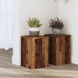 vidaXL 2 db antik fa színű szerelt fa növénytartó állvány 20x20x30 cm (852904) - vidaxl