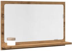 vidaXL kézműves tölgy szerelt fa tükrös fürdőszobaszekrény 60x11x37 cm (856198)