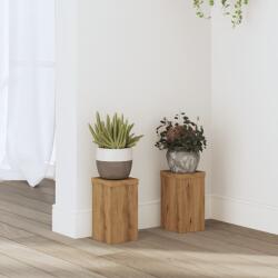 vidaXL 2 db kézműves tölgy szerelt fa növénytartó állvány 10x10x18 cm (852887) - vidaxl