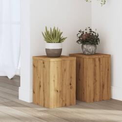 vidaXL 2 db kézműves tölgy szerelt fa növénytartó állvány 20x20x30 cm (852905) - vidaxl