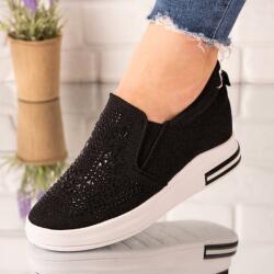 Sofiastore Sneakersi dama din material textil cu pietre Negri Molly (H-69_0FE4)