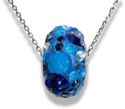 Swarovski csiszolt kristályos ezüst nyaklánc tengerkék Pave dísszel