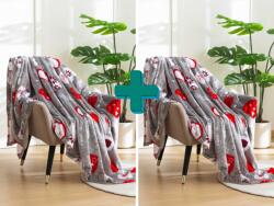  2x Patura de microplus gri pentru Craciun CHRISTMAS HEART 150x200 cm Patura