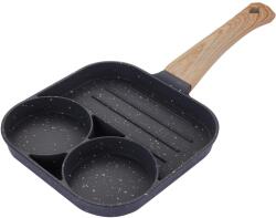 MRG Tigaie cu Forme MRG MTNT51, 3 Compartimente, Universala, Non-Stick, 34 cm, Usor de Curatat, Pentru Mic Dejun, Clatite, Pancakes, Gri