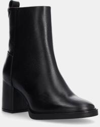 Tommy Hilfiger bőr csizma ANKLE BOOT MID WRAPPED LTHR HEEL fekete, női, magassarkú, FW0FW08098 - fekete Női 39