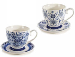 Decorer Set 2 cesti portelan alb albastru 10.5x9.5 cm, 400 ml (A72.10.85)