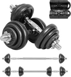 VSL Sports VSL140524 Set de gantere cu bară, greutate totală 20kg în cazul (VSL140524)