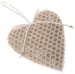 4home Függő textil szív, barna, 9 x 10 cm