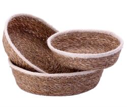 Toro Ovális tengeri fű kosárkészlet, fehér szegéllyel, 3 db