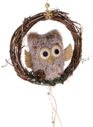 4home Fonott akasztható koszorú bagollyal, barna, 50 x 17 cm