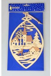 4home Téli falu karácsonyi függő dekoráció, barna