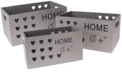 4-Home Home fadoboz készlet, 3 db, szürke