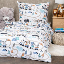4home Happy train gyerek pamut ágyneműhuzat, 140 x 200 cm, 70 x 90 cm, 140 x 200 cm, 70 x 90 cm