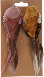 4home Madár csipesszel 2 db-os szett, rózsaszín / arany, 17 x 5, 5 x 4, 5 cm