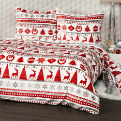 4home Christmas Time mikroflanel ágyneműhuzat piros, 140 x 200 cm, 70 x 90 cm, 140 x 200 cm, 70 x 90 cm