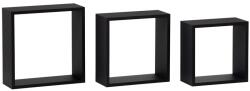 Autronic Falipolc, 3 db-os készlet, fekete matt, 30 x 11, 7, 27 x 11, 7, 24 x 11, 7 cm, fekete