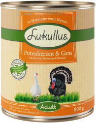 Lukullus 6x800g Lukullus Naturkost Adult Pulykaszív & liba nedves kutyatáp