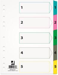 Q-CONNECT Index carton alb Mylar numeric 1- 5, margine PP color, A4, 170g/mp, Q-Connect (KF00161)