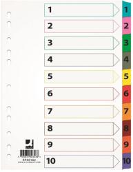 Q-CONNECT Index carton alb Mylar numeric 1-10, margine PP color, A4, 170g/mp, Q-Connect (KF00162) - vexio