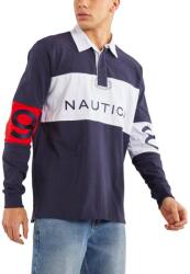 Nautica Beckett Rugby Shirt férfi hosszú ujjú galléros póló - sötétkék L kék