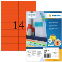 Herma Etikett címke Herma 105x42.3 mm szegély nélküli piros 100 ív 1400 db/doboz (4557)