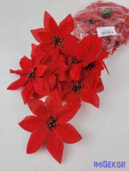 Mikulásvirág selyem fej 14, 5cm - Piros