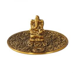  Suport betisoare parfumate si con de tamaie metalic Elefant Ganesha auriu