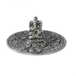  Suport betisoare parfumate si con de tamaie metalic Elefant Ganesha Silver
