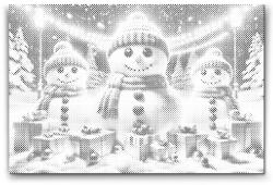  PontPöttyöző - Hóemberek ajándékokkal Méret: 40x60cm, Keretezés: Kartonlemezen, Szín: Fekete