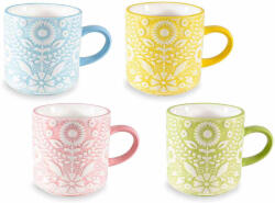 Decorer Set 4 cani portelan multicolor 8.5x9 cm, 350 ml (A72.13.01)