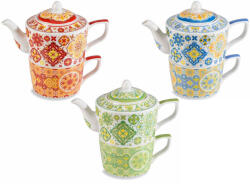 Decorer Set 3 ceainice, 3 cesti portelan multicolor 17x10x15 cm 450 ml, 250 ml (A72.12.64)