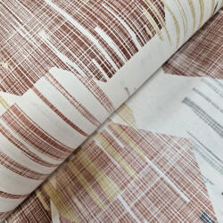 Decotex Style Material textil ranforce, 240cm, bumbac 100%, Crem cu hexagoane caramizii