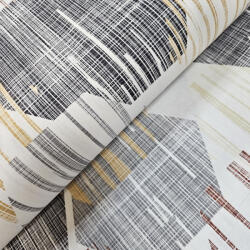 Decotex Style Material textil ranforce, 240cm, bumbac 100%, Crem cu hexagoane gri