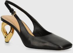 JW Anderson bőr flip-flop Chain Heel fekete, magassarkú, nyitott sarokkal, ANW43022A - fekete Női 39