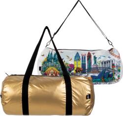 LOQI Чанта тип торба LOQI Weekender Kristjana S Williams Interiors Gold & World Skyline двустранна S (WE.KW.WS)