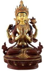 Chenrezig Avalokiteshvara Buddha szobor - Tűzarany - 23 cm