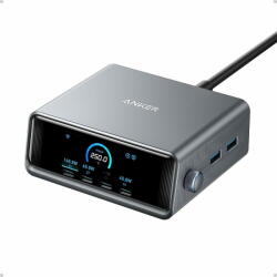 Anker Incarcator si statie incarcare Prime 250W, Ultra-Fast 6-Port, 2x USB-A, 4x USB-C, GaN, Ecran LCD, Negru (A2345341) - vexio