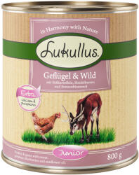Lukullus 24x800g Lukullus Naturkost Junior szárnyas & vad (gabonamentes) nedves kutyatáp