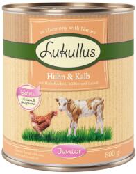 Lukullus 24x800g Lukullus Naturkost Junior csirke & borjú nedves kutyatáp