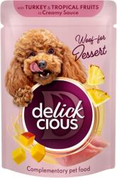 Delickcious DELICKCIOUS, Bucati de carne de curcan si fructe tropicale in sos cremos, pentru caini, 80g - fourpaws