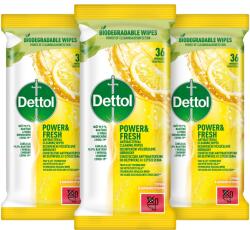 DETTOL Antibakteriális felülettisztító törlőkendő Citrom, 3× 36 db (CIS2130s3)