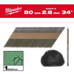 Milwaukee - Cuie in banda, 7.4 x 2.8 mm, 34°, 80 mm, 2200 bucati [4932492603] (4932492603)