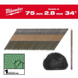 Milwaukee - Cuie in banda, 7.4 x 2.8 mm, 34°, 75 mm, 2200 bucati (4932492602)