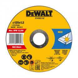 DEWALT Disc taiere inox Dewalt DT43922, 125x22.23x1.2mm, 10 bucati (DT43922-QZ) - constructii-mag Disc de taiere