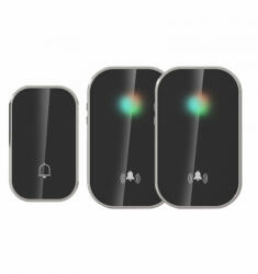 OMU system WBKK01-1A2VB vezeték és elem nélküli csengő 1 adó kinetic kapcsoló és 2 vevőegység fekete (WBKK01-1A2VB)