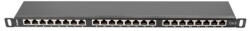 Lanberg Patch panel 24 port 0.5U 19" CAT. 6 árnyékolt, fekete (PPS6-0024-B) - mzona