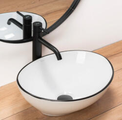 Rea Sofia pultra tehető kerámia mosdótál 41x34, 5 cm, fehér / fekete EA-U3217 (REA-U3217)
